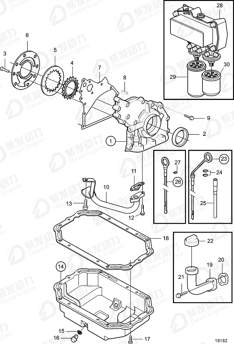 VOLVO Lubricating oil pump 20726088 Drawing